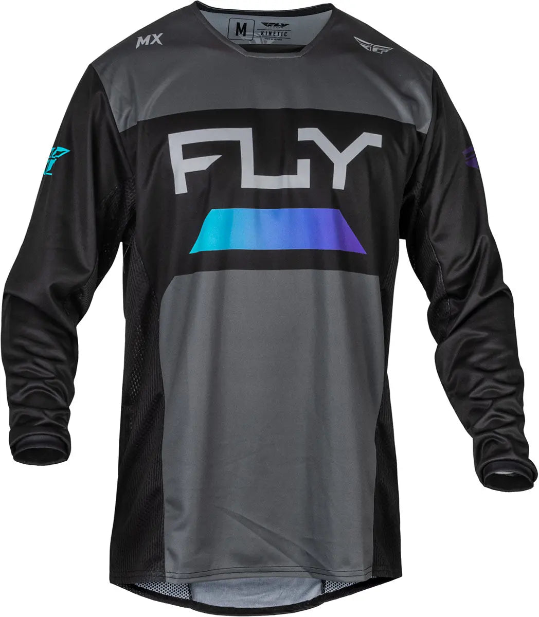 Fly Racing Kinetic Reload MX Jersey Charcoal / Black / Blue - FREE UK Delivery, FREE 365 Day Returns | Moto Central