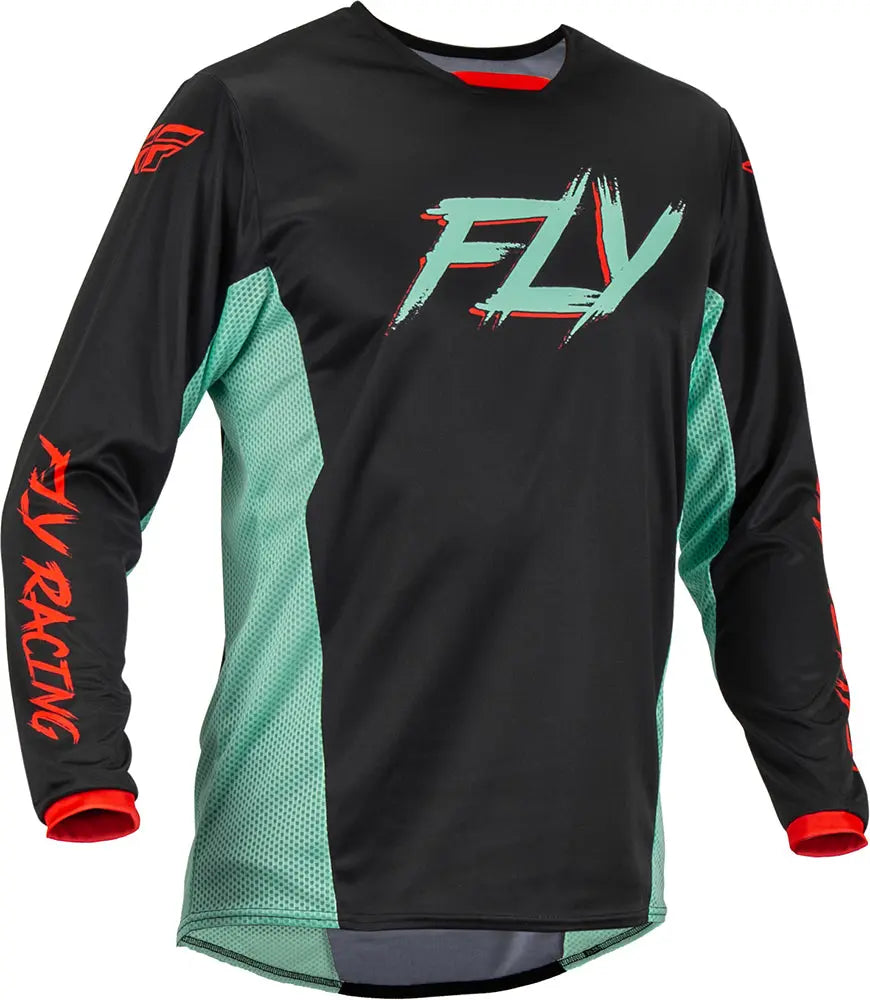 Fly Racing Kinetic S.E. Rave MX Jersey Black / Mint / Red - FREE UK Delivery, FREE 365 Day Returns | Moto Central