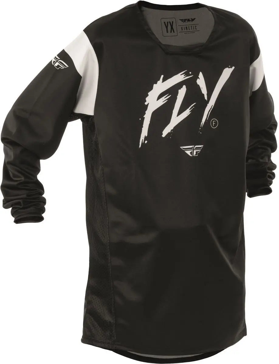 Fly Racing Kinetic Stoke Youth Jersey Black / White - FREE UK Delivery, FREE 365 Day Returns | Moto Central