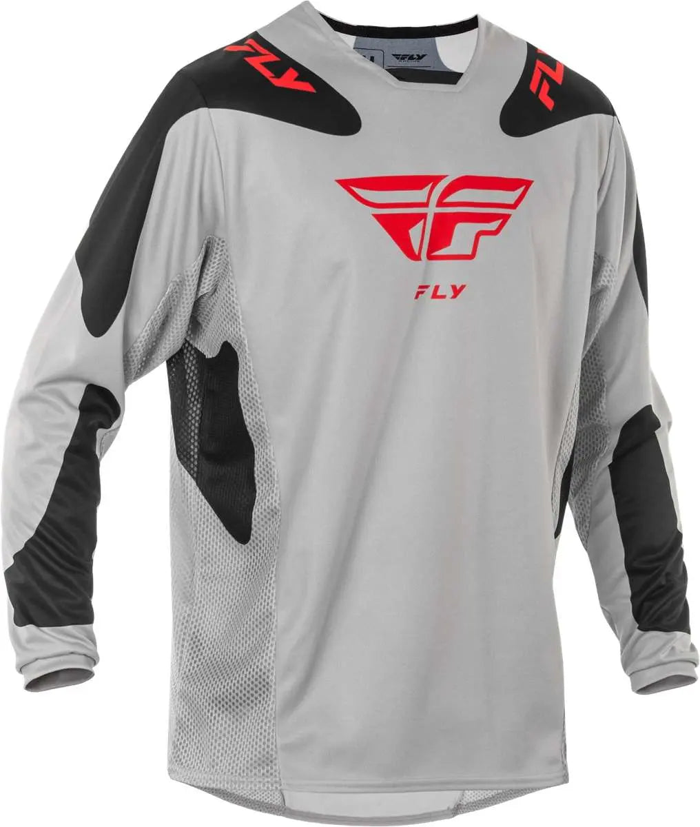 Fly Racing Kinetic Sym Jersey Light Grey / Red / Black - FREE UK Delivery, FREE 365 Day Returns | Moto Central