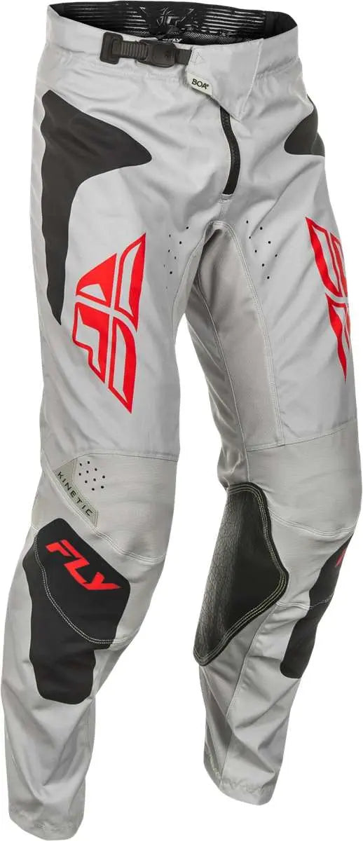 Fly Racing Kinetic Sym Trouser Light Grey / Red / Black - FREE UK Delivery, FREE 365 Day Returns | Moto Central