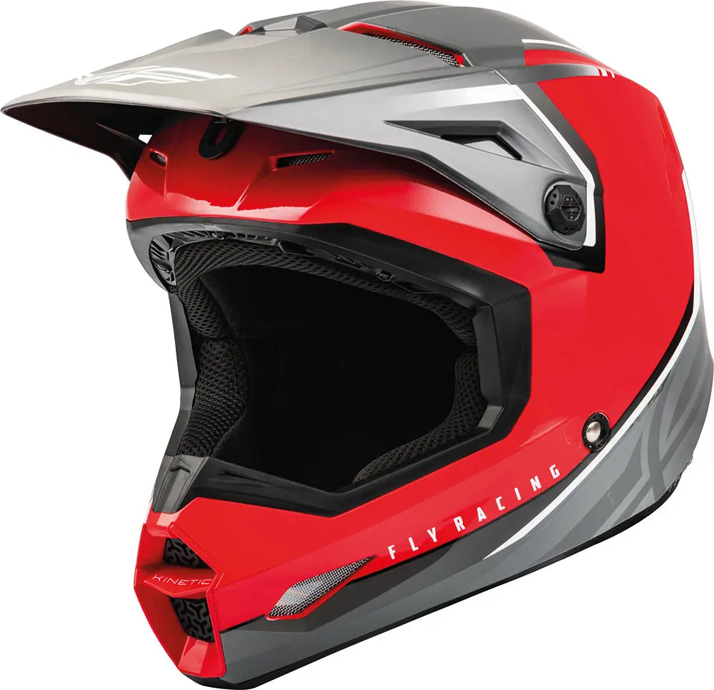 Fly Racing Kinetic Youth ECE Helmet Vision Red / Grey - FREE UK Delivery, FREE 365 Day Returns | Moto Central