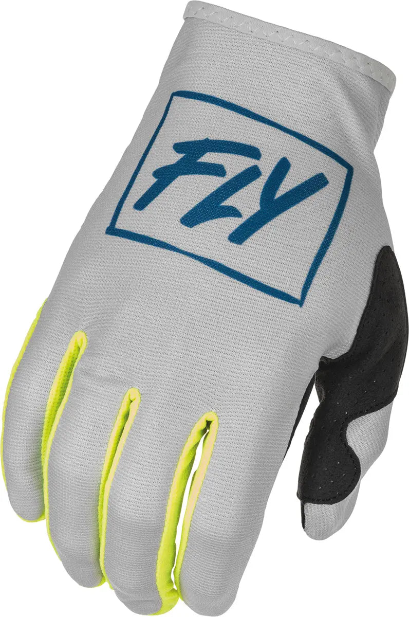 Fly Racing Lite MX Gloves Grey / Teal / Fluo Yellow - FREE UK Shipping, FREE 365 Day Returns | Moto Central