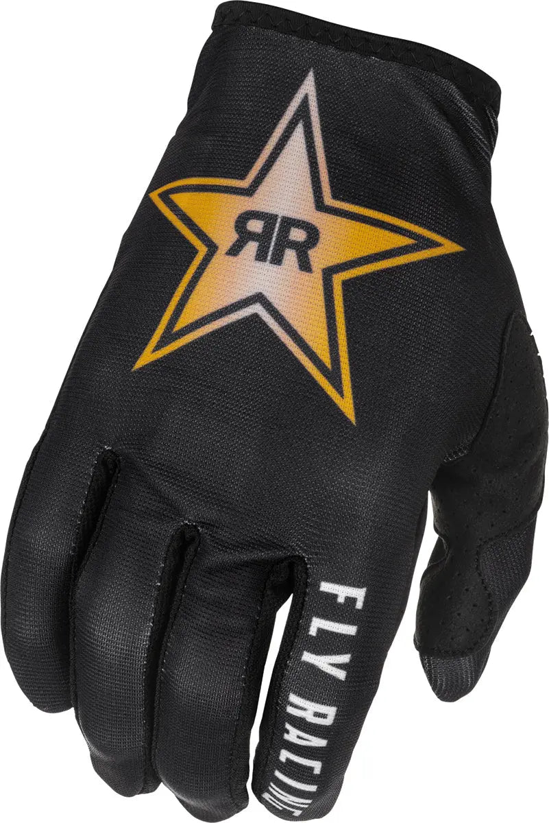 Fly Racing Lite MX Gloves Rockstar Black / Gold - FREE UK Shipping, FREE 365 Day Returns | Moto Central