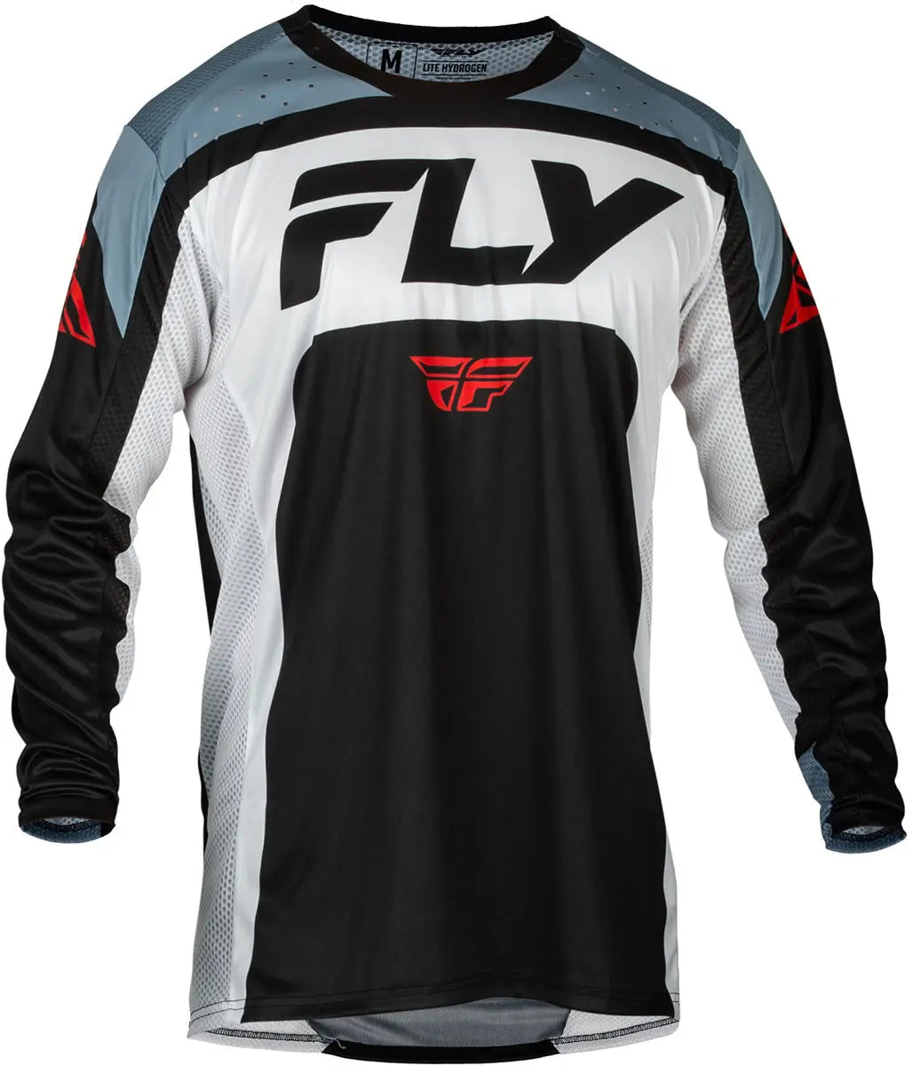 Fly Racing Lite MX Jersey Black / White / Denim Grey - FREE UK Shipping, FREE 365 Day Returns | Moto Central