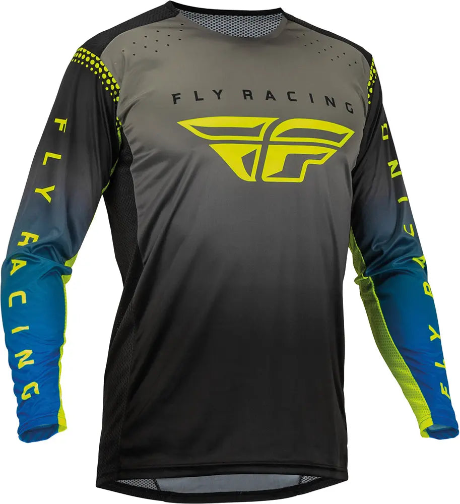 Fly Racing Lite MX Jersey Grey / Blue / Hi-Vis - FREE UK Shipping, FREE 365 Day Returns | Moto Central