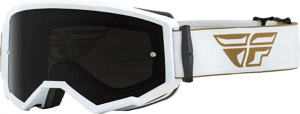 Fly Racing Zone MX Goggles White / Gold / Smoke Lens - FREE UK Shipping, FREE 365 Day Returns | Moto Central