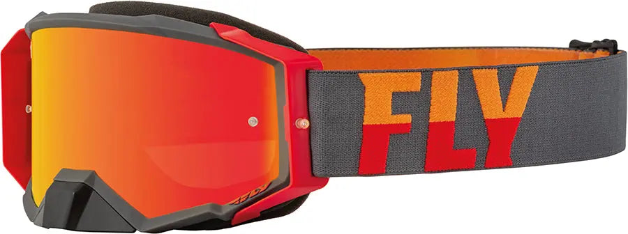 Fly Racing Zone Pro MX Goggles Grey / Red / Mirror Lens - FREE UK Shipping, FREE 365 Day Returns | Moto Central