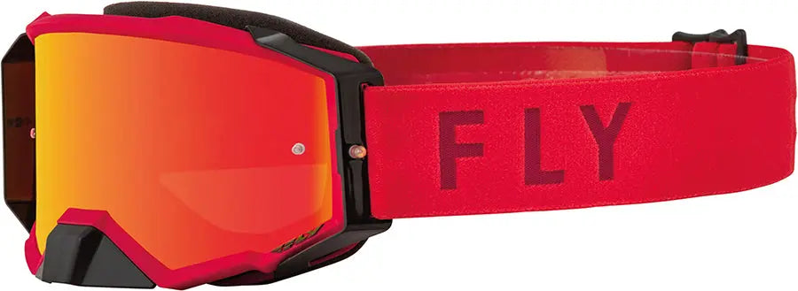 Fly Racing Zone Pro MX Goggles Red / Mirror Lens - FREE UK Shipping, FREE 365 Day Returns | Moto Central