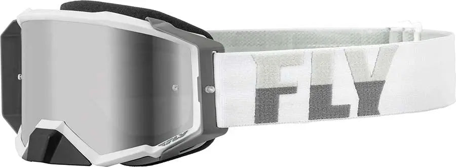 Fly Racing Zone Pro MX Goggles White / Grey / Mirror Lens - FREE UK Shipping, FREE 365 Day Returns | Moto Central