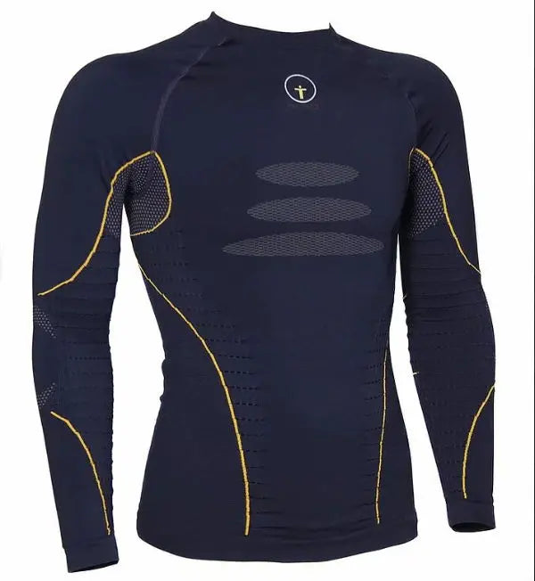 Forcefield Tech 2 Base Layer Shirt Blue / Yellow - FREE UK Shipping, FREE 365 Day Returns | Moto Central