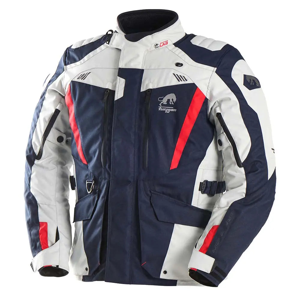 Furygan Apalaches Evo Textile Jacket Blue / Pearl / Red - FREE UK Shipping, FREE 365 Day Returns | Moto Central