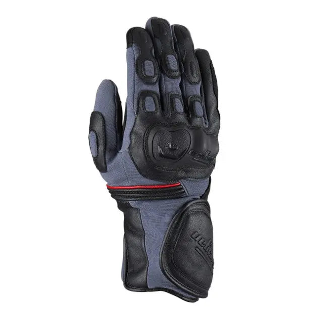 Furygan Dirt Road Leather & Textile Gloves Black / Grey / Red  - FREE UK Shipping, FREE 365 Day Returns | Moto Central