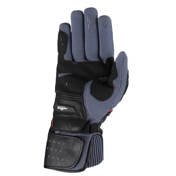 Furygan Dirt Road Leather & Textile Gloves Black / Grey / Red  - FREE UK Shipping, FREE 365 Day Returns | Moto Central