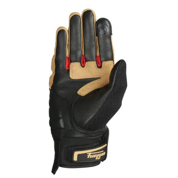 Furygan Dust D3O Textile Gloves Sand / Black / Red  - FREE UK Shipping, FREE 365 Day Returns | Moto Central