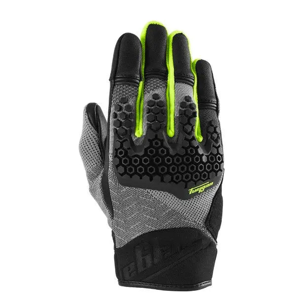 Furygan Jack Textile Gloves Black / Grey / Fluo Yellow  - FREE UK Shipping, FREE 365 Day Returns | Moto Central