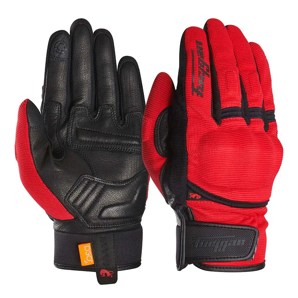 Furygan Jet D3O Textile Gloves Red / Black - FREE UK Shipping, FREE 365 Day Returns | Moto Central