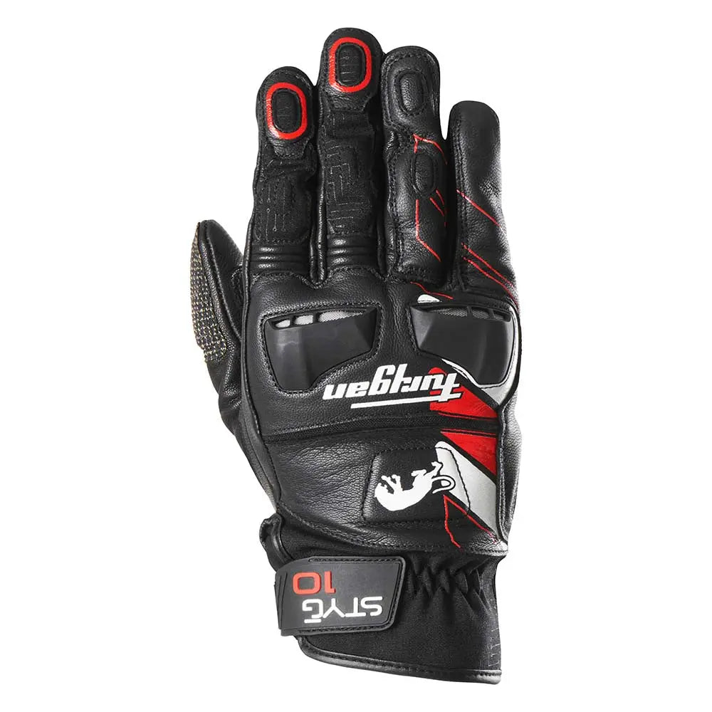 Furygan STYG10 Leather Gloves Black / White / Red - FREE UK Shipping, FREE 365 Day Returns | Moto Central