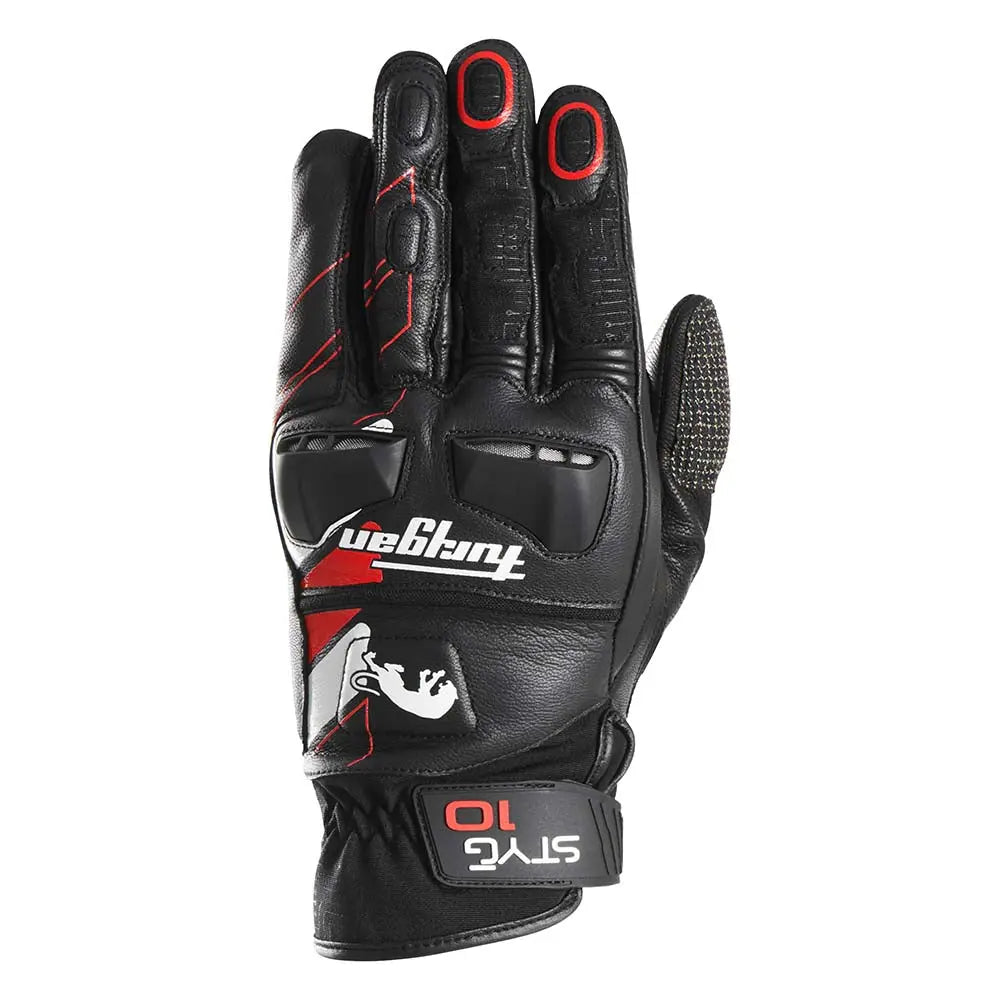 Furygan STYG10 Leather Gloves Black / White / Red - FREE UK Shipping, FREE 365 Day Returns | Moto Central