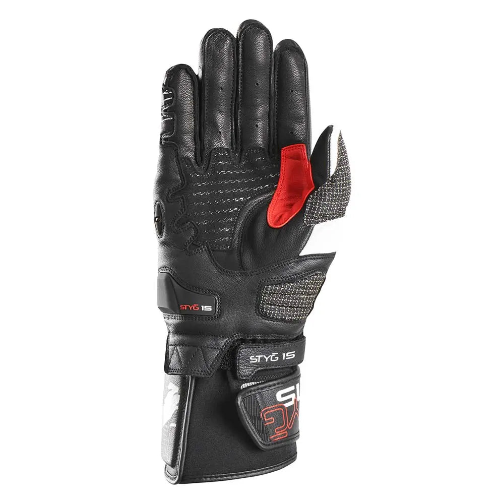 Furygan STYG15 Leather Gloves Black / White / Red - FREE UK Shipping, FREE 365 Day Returns | Moto Central