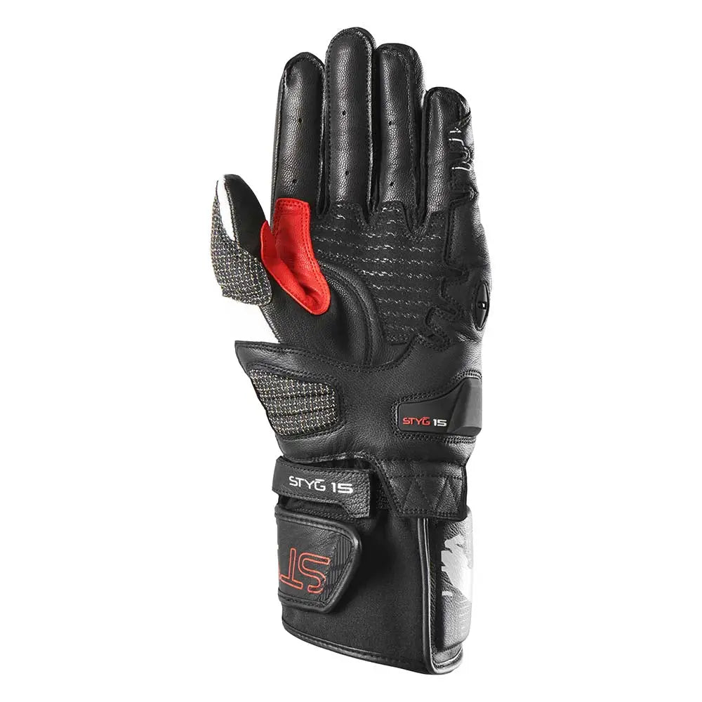 Furygan STYG15 Leather Gloves Black / White / Red - FREE UK Shipping, FREE 365 Day Returns | Moto Central