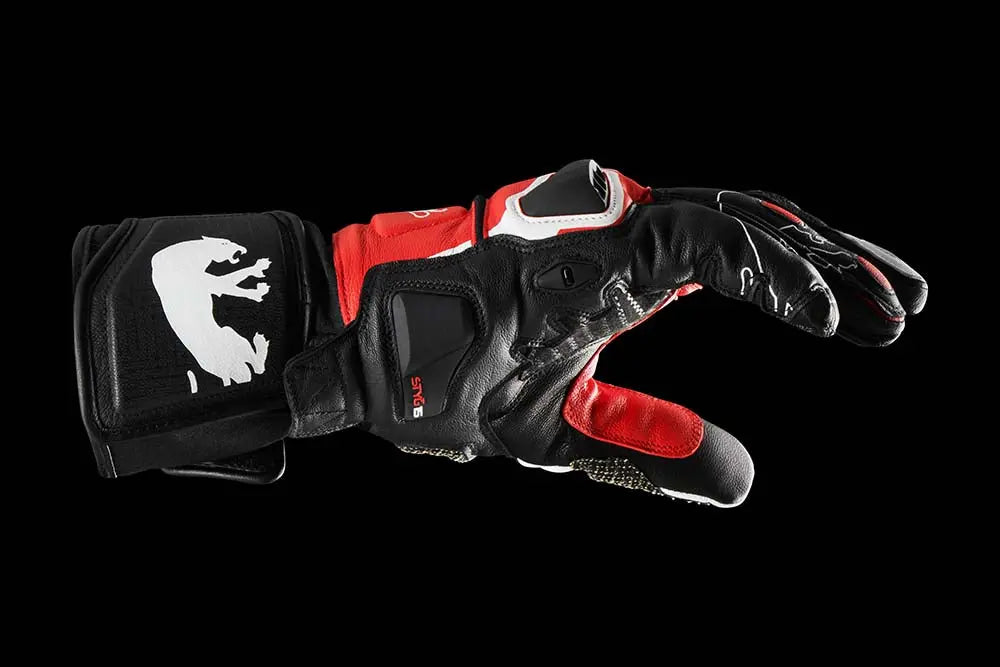 Furygan STYG15 Leather Gloves Black / White / Red - FREE UK Shipping, FREE 365 Day Returns | Moto Central