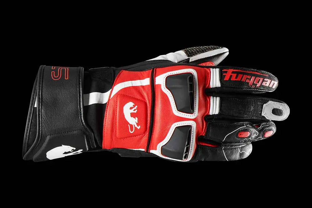 Furygan STYG15 Leather Gloves Black / White / Red - FREE UK Shipping, FREE 365 Day Returns | Moto Central