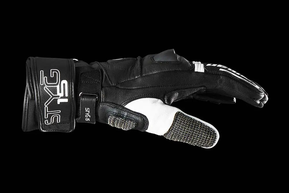 Furygan STYG15 Leather Gloves Black / White - FREE UK Shipping, FREE 365 Day Returns | Moto Central