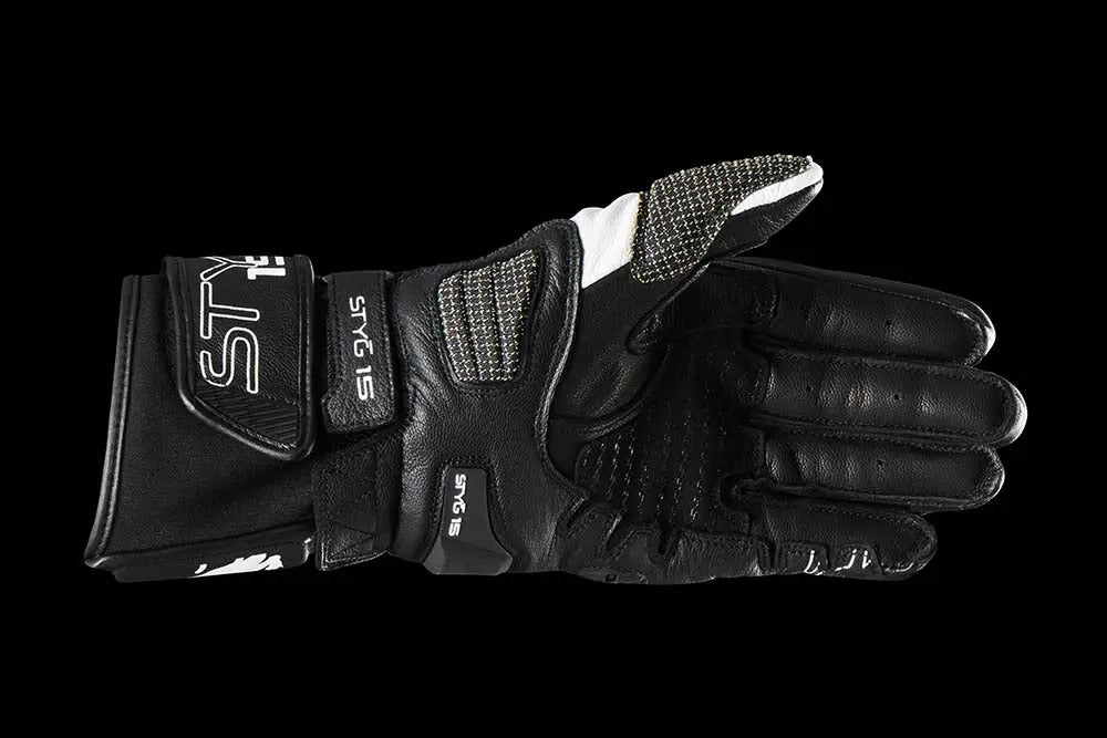 Furygan STYG15 Leather Gloves Black / White - FREE UK Shipping, FREE 365 Day Returns | Moto Central