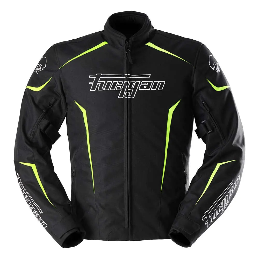 Furygan Yori Textile Jacket Black / White / Fluo Yellow - FREE UK Shipping, FREE 365 Day Returns | Moto Central