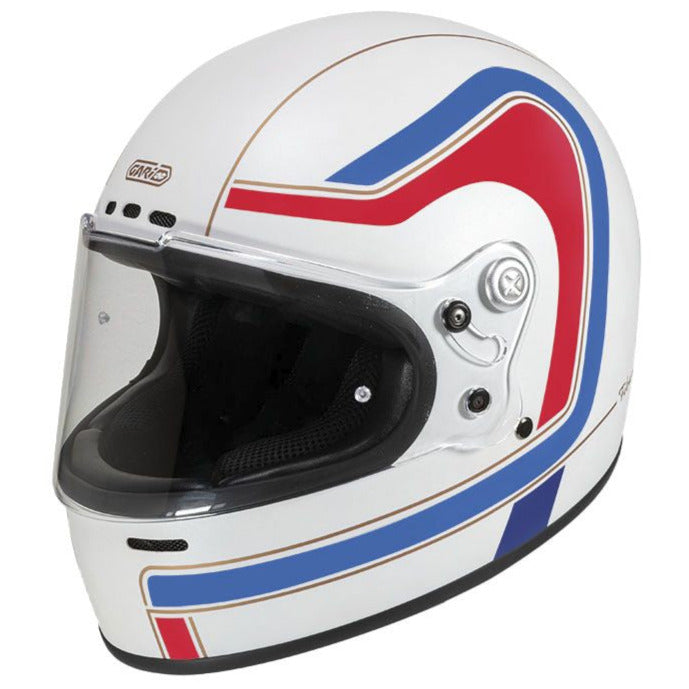 Garibaldi G07X Vintage Full Face Helmet Graphics Matt White