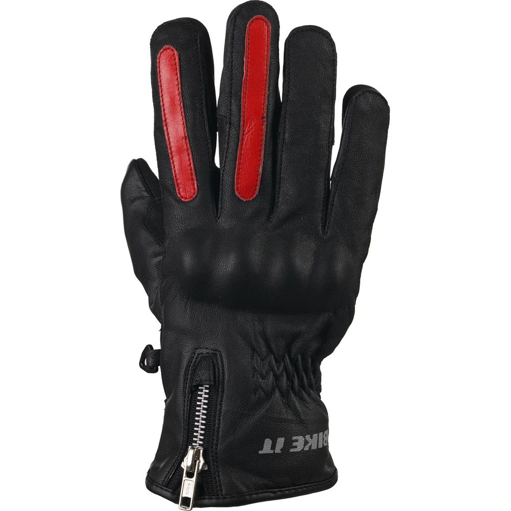 Bike It AMP Road Leather Gloves Black / Red