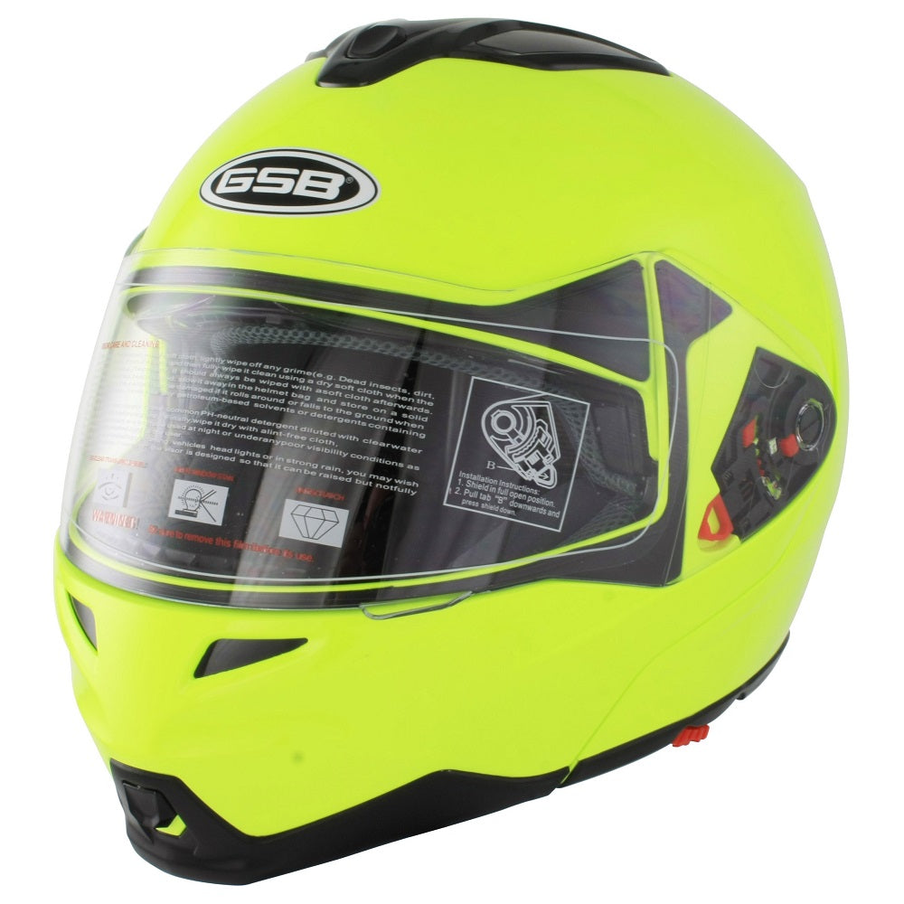 GSB G-339 Flip-Up Helmet Gloss Plain Fluo Yellow