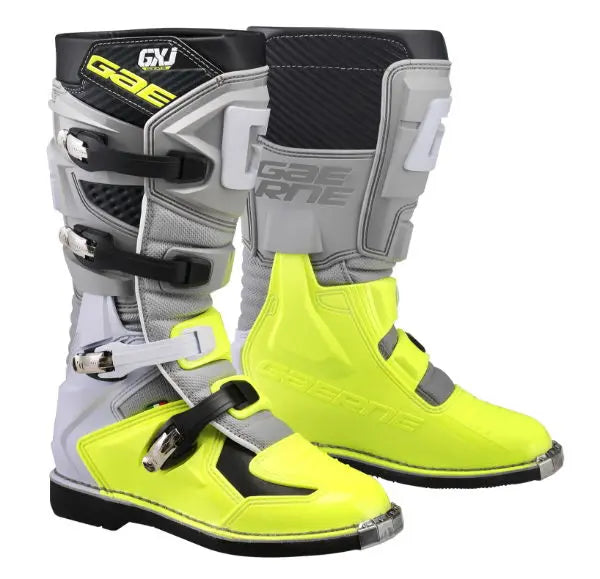 Gaerne GX-J Kids MX Boots Grey / Fluo Yellow - FREE UK Shipping, FREE 365 Day Returns | Moto Central