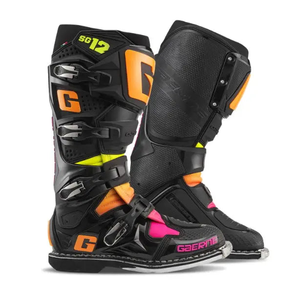 Gaerne SG-12 MX Boots Black / Orange / Pink - FREE UK Shipping, FREE 365 Day Returns | Moto Central