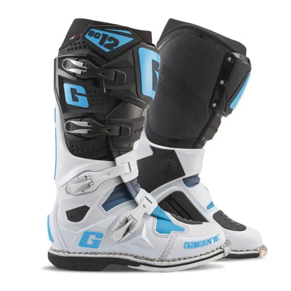 Gaerne SG-12 MX Boots Black / White / Coral Blue - FREE UK Shipping, FREE 365 Day Returns | Moto Central