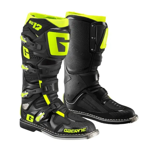 Gaerne SG-12 MX Boots Black / Yellow - FREE UK Shipping, FREE 365 Day Returns | Moto Central