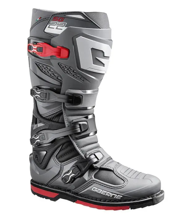 Gaerne SG.22 MX Boots Anthracite / Black / Red - FREE UK Shipping, FREE 365 Day Returns | Moto Central