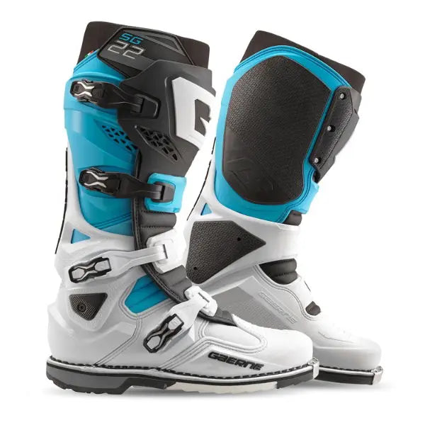 Gaerne SG.22 MX Boots White / Black / Blue - FREE UK Shipping, FREE 365 Day Returns | Moto Central