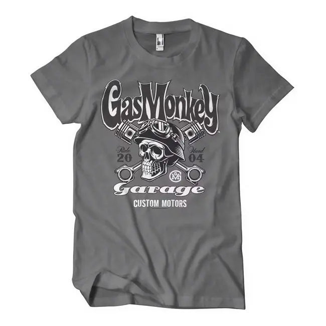 Gas Monkeys Garage Custom Motors Skull T-Shirt Dark Grey  - FREE UK Shipping, FREE 365 Day Returns | Moto Central