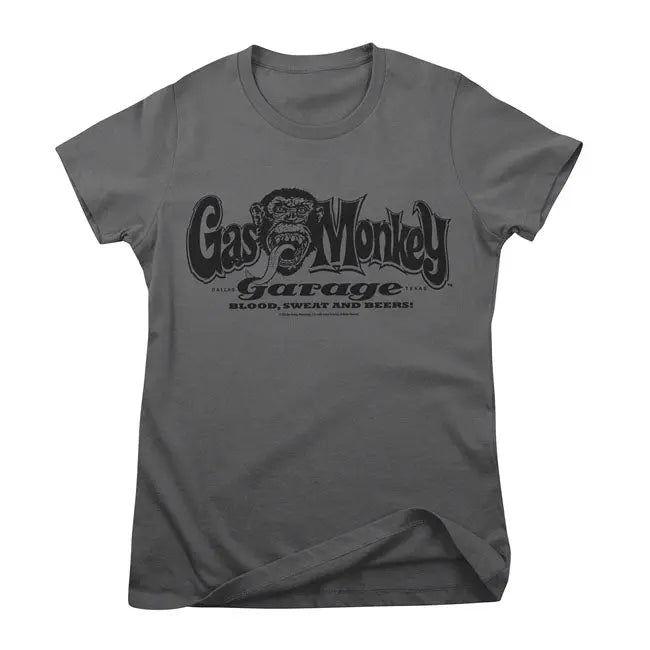 Gas Monkeys Garage Logo Female T-Shirt Dark Grey  - FREE UK Shipping, FREE 365 Day Returns | Moto Central