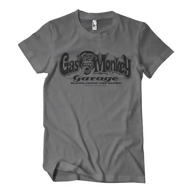 Gas Monkeys Garage Logo T-Shirt Dark Grey  - FREE UK Shipping, FREE 365 Day Returns | Moto Central