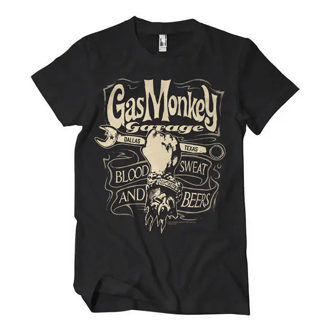 Gas Monkeys Garage Wrench Label T-Shirt Black  - FREE UK Shipping, FREE 365 Day Returns | Moto Central