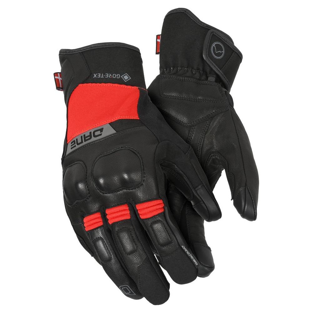 Dane Finn Gore-Tex Grip Motorcycle Gloves Black / Red