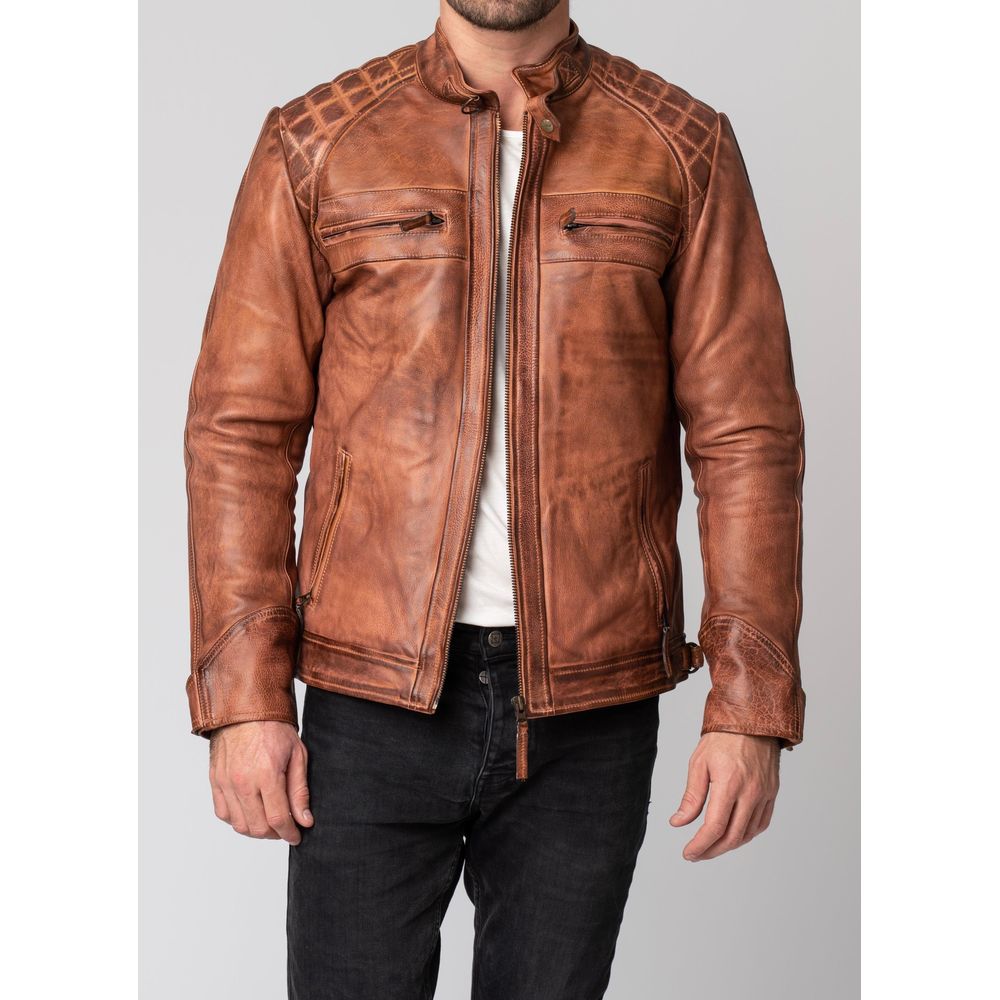 Blackbird Pembrey Leather Jacket Brown