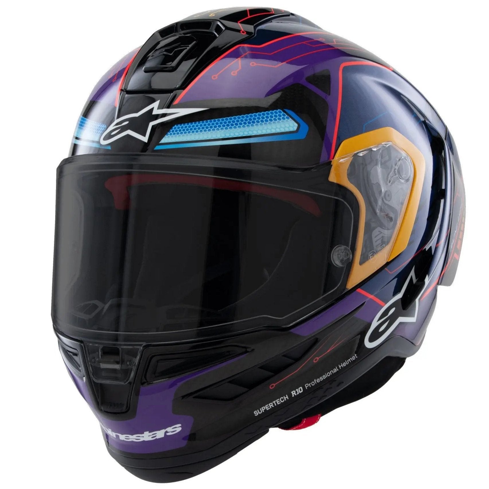 Alpinestars Supertech R10 Martinator R01 Full Face Helmet Blue / Purple / Gloss Red  - FREE UK Shipping, FREE 365 Day Returns | Moto Central