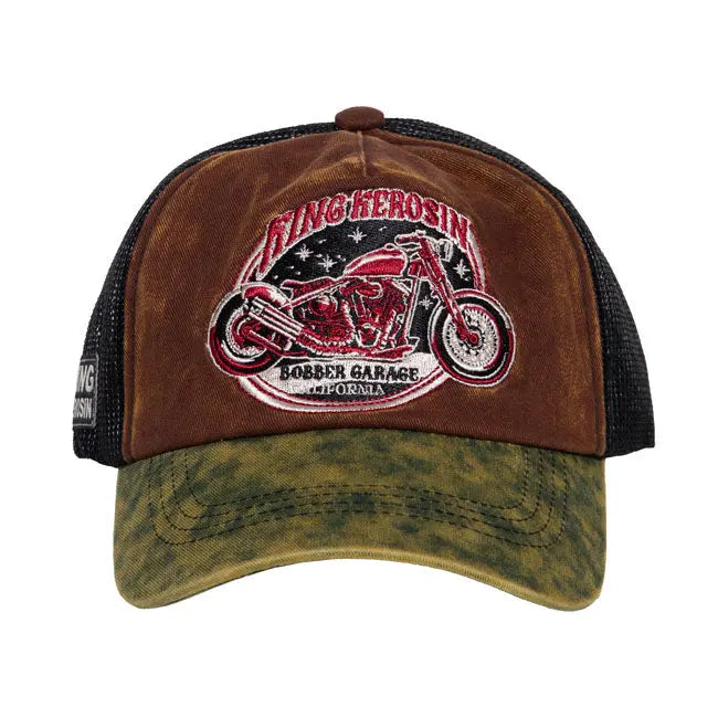 King Kerosin Bobber Garage Cap Brown / Green  - FREE UK Shipping, FREE 365 Day Returns | Moto Central