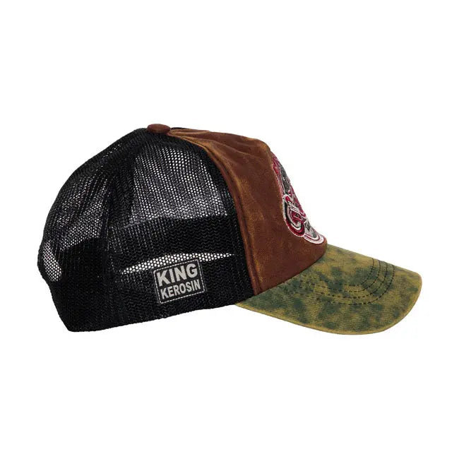 King Kerosin Bobber Garage Cap Brown / Green  - FREE UK Shipping, FREE 365 Day Returns | Moto Central