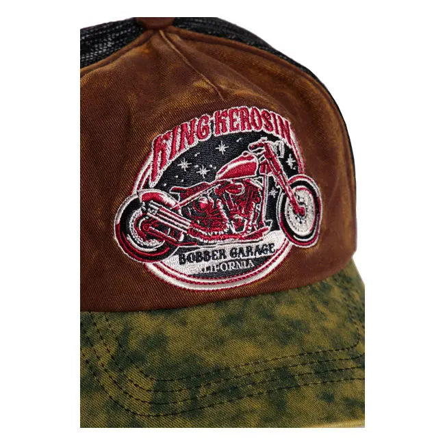 King Kerosin Bobber Garage Cap Brown / Green  - FREE UK Shipping, FREE 365 Day Returns | Moto Central