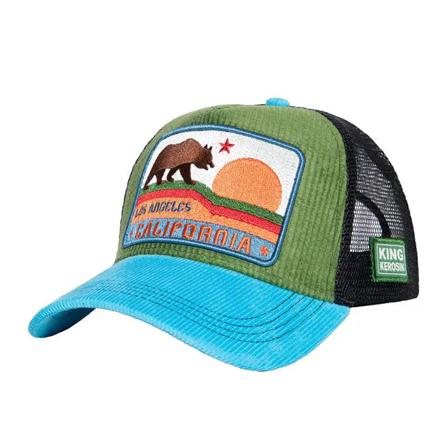 King Kerosin California Cap Blue / Green  - FREE UK Shipping, FREE 365 Day Returns | Moto Central